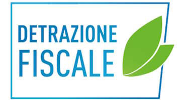 Detrazione fiscale: scritta blu con due foglie verdi